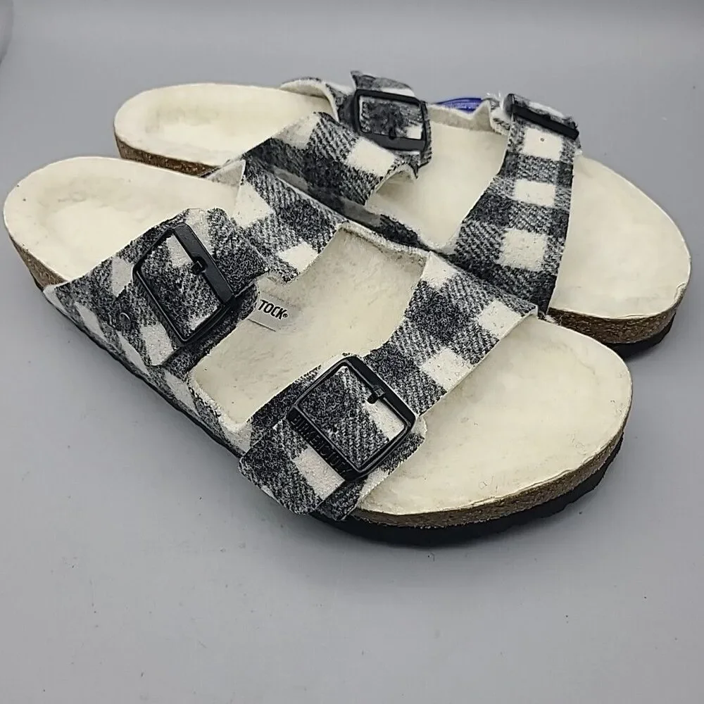 Birkenstock Arizona  Genuine Shearling Lined Sandal Plaid EU 43 US Mens 10 New